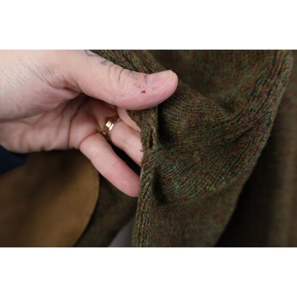 Vtg 50s Mens XL Distressed Rainbow Fleck Elbow Patch Wool Knit V-Neck Sweater - Picture 7 of 14
